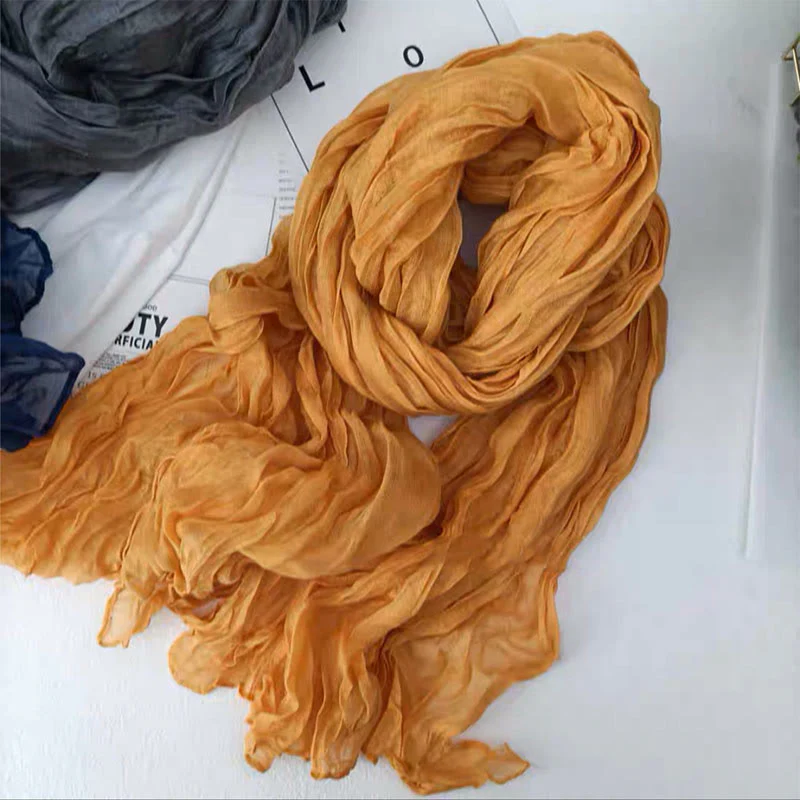Women's Retro Solid Color Cotton Linen Thin Scarf - Image 15