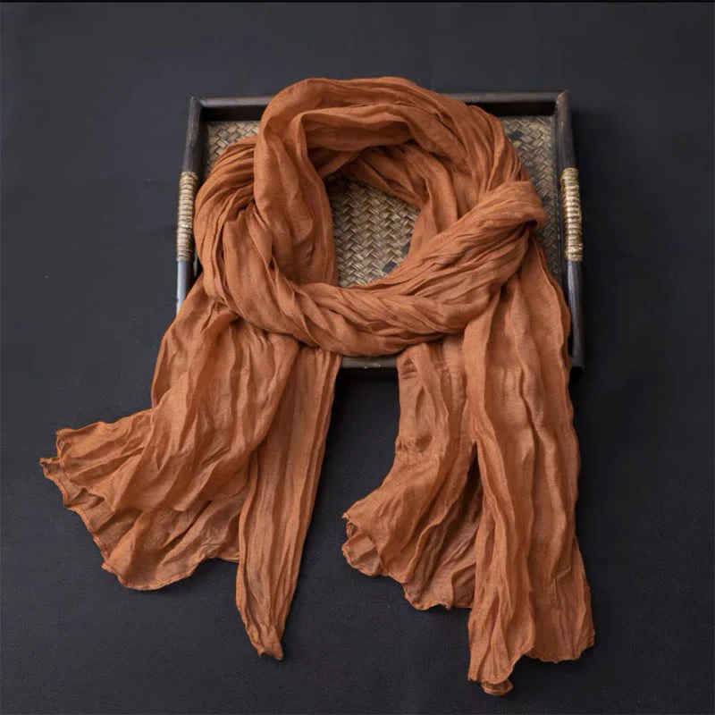 Women's Retro Solid Color Cotton Linen Thin Scarf - Image 7