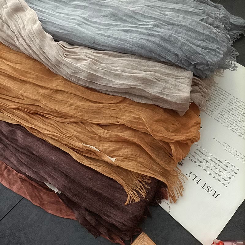 Women's Retro Solid Color Lightweight Cotton Linen Thin Scarf - Image 3