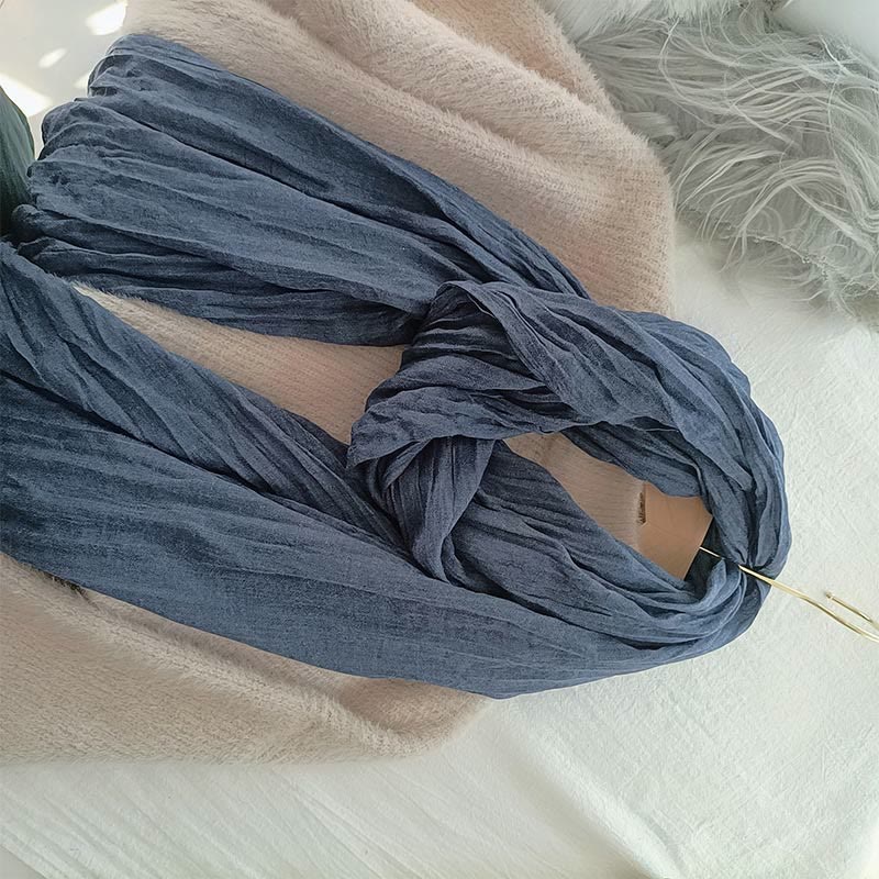 Women's Retro Solid Color Lightweight Cotton Linen Thin Scarf - Image 6