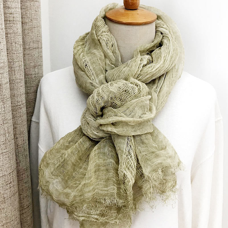 Women's Retro Solid Color Lightweight Shawl Thin Scarf - Image 11