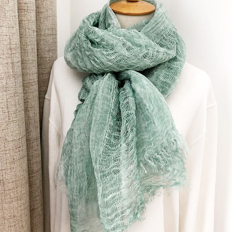 Women's Retro Solid Color Lightweight Shawl Thin Scarf - Image 14