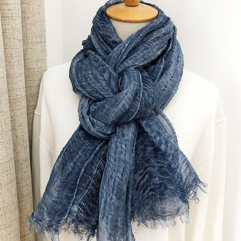 Women's Retro Solid Color Lightweight Shawl Thin Scarf - Image 17