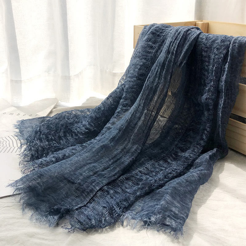 Women's Retro Solid Color Lightweight Shawl Thin Scarf - Image 18