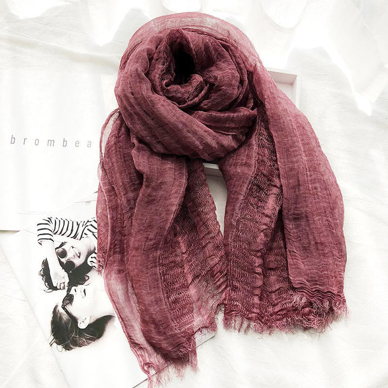 Women's Retro Solid Color Lightweight Shawl Thin Scarf - Image 19