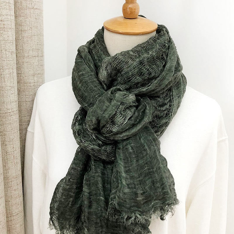 Women's Retro Solid Color Lightweight Shawl Thin Scarf - Image 2