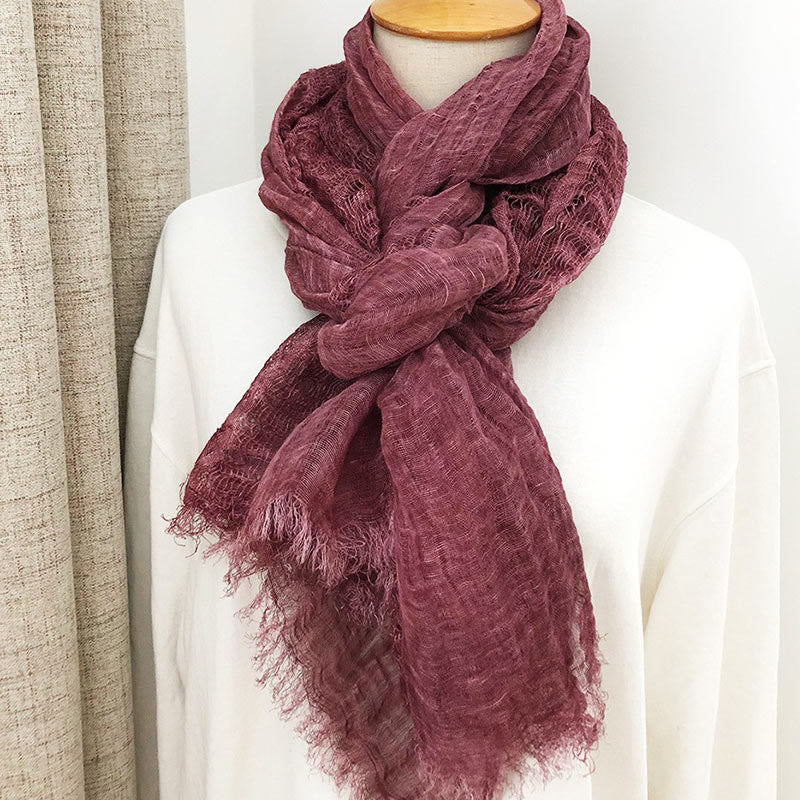 Women's Retro Solid Color Lightweight Shawl Thin Scarf - Image 20