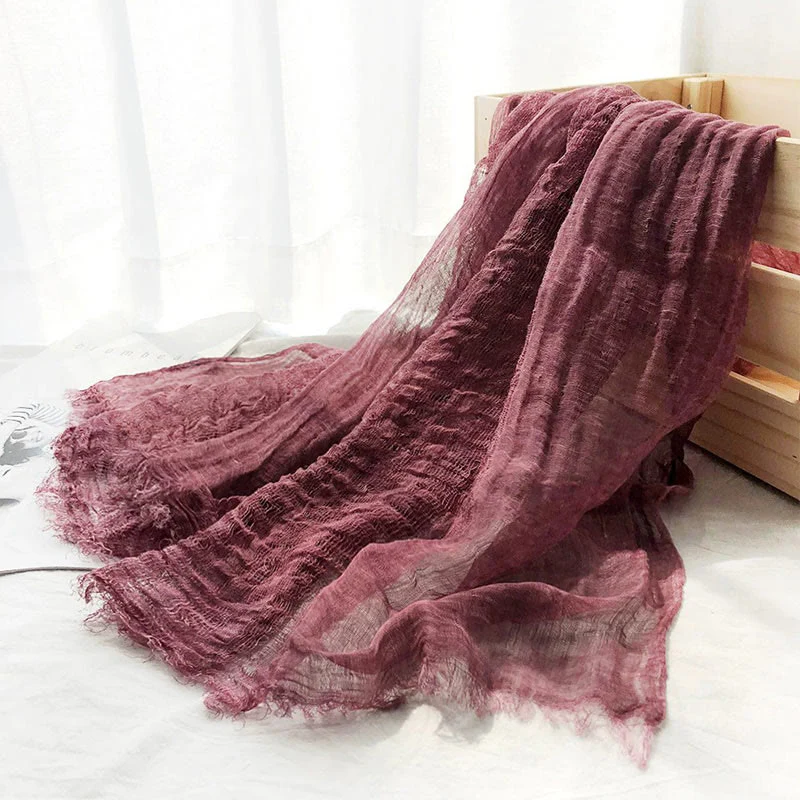 Women's Retro Solid Color Lightweight Shawl Thin Scarf - Image 21