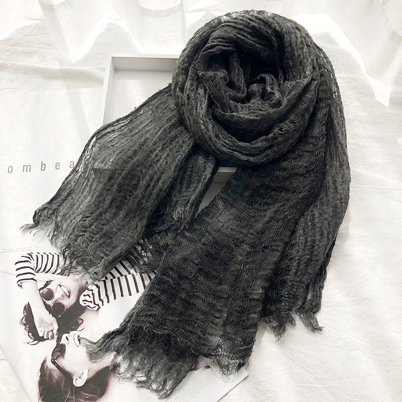 Women's Retro Solid Color Lightweight Shawl Thin Scarf - Image 22