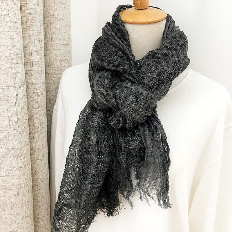 Women's Retro Solid Color Lightweight Shawl Thin Scarf - Image 23