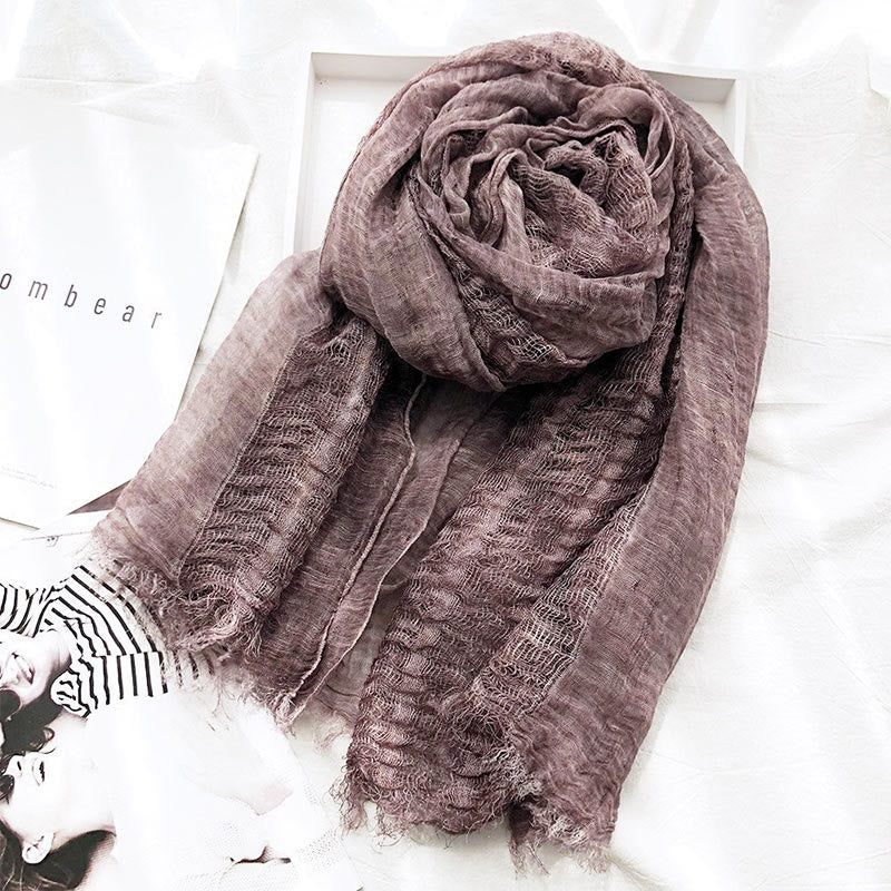 Women's Retro Solid Color Lightweight Shawl Thin Scarf - Image 4
