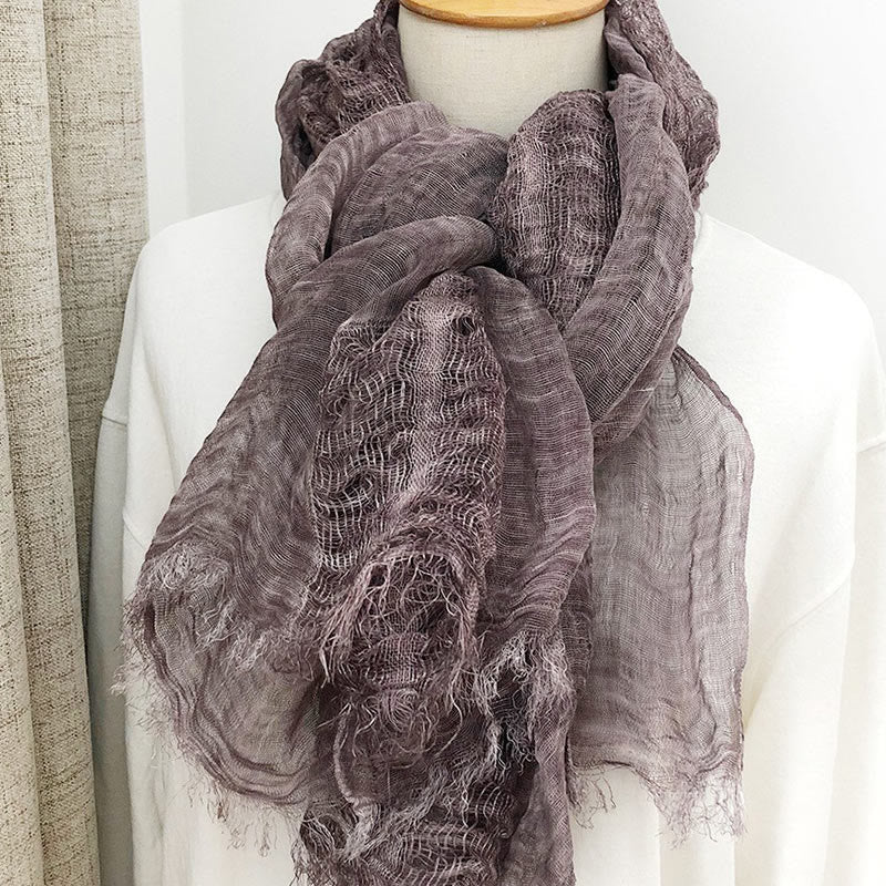 Women's Retro Solid Color Lightweight Shawl Thin Scarf - Image 5
