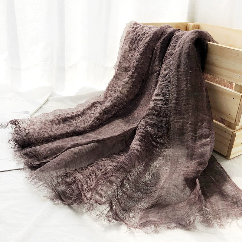 Women's Retro Solid Color Lightweight Shawl Thin Scarf - Image 6