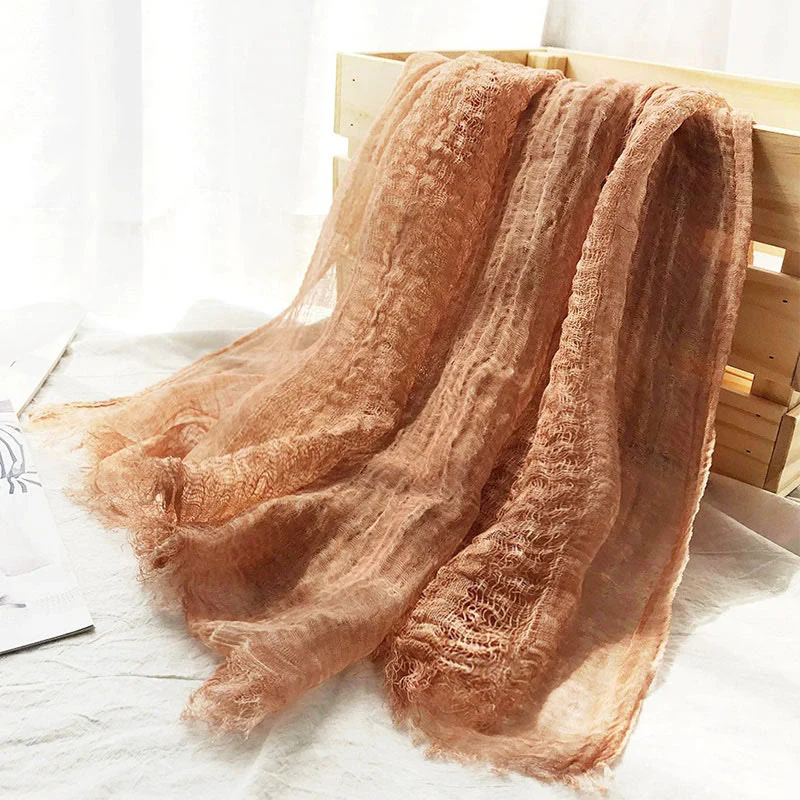 Women's Retro Solid Color Lightweight Shawl Thin Scarf - Image 9