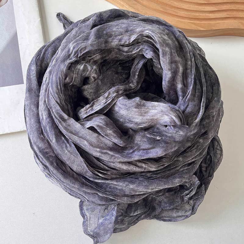 Women's Retro Tie Dye Color Thin Scarf - Image 10