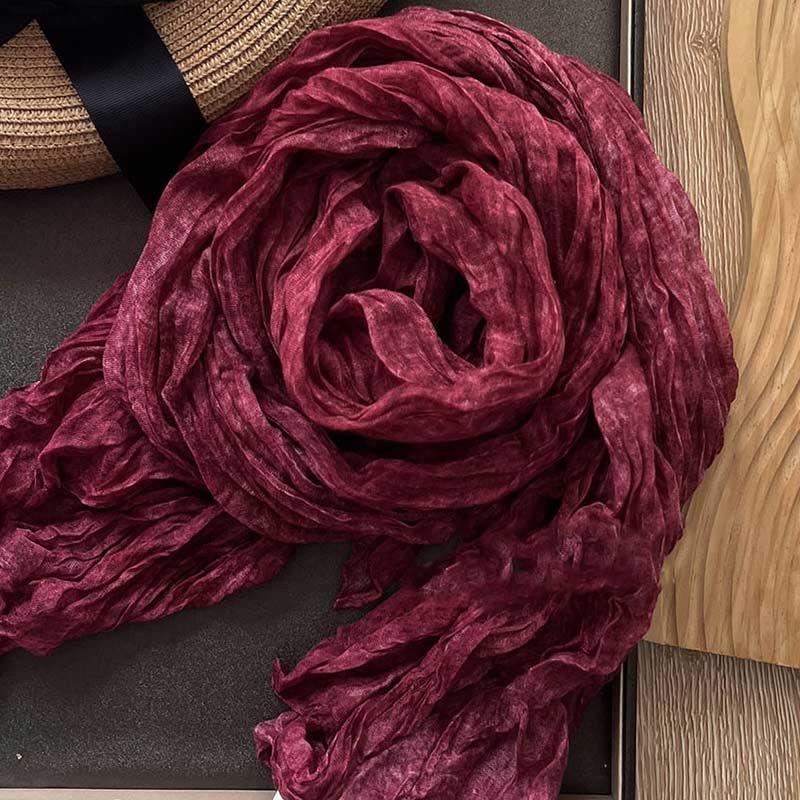 Women's Retro Tie Dye Color Thin Scarf - Image 12