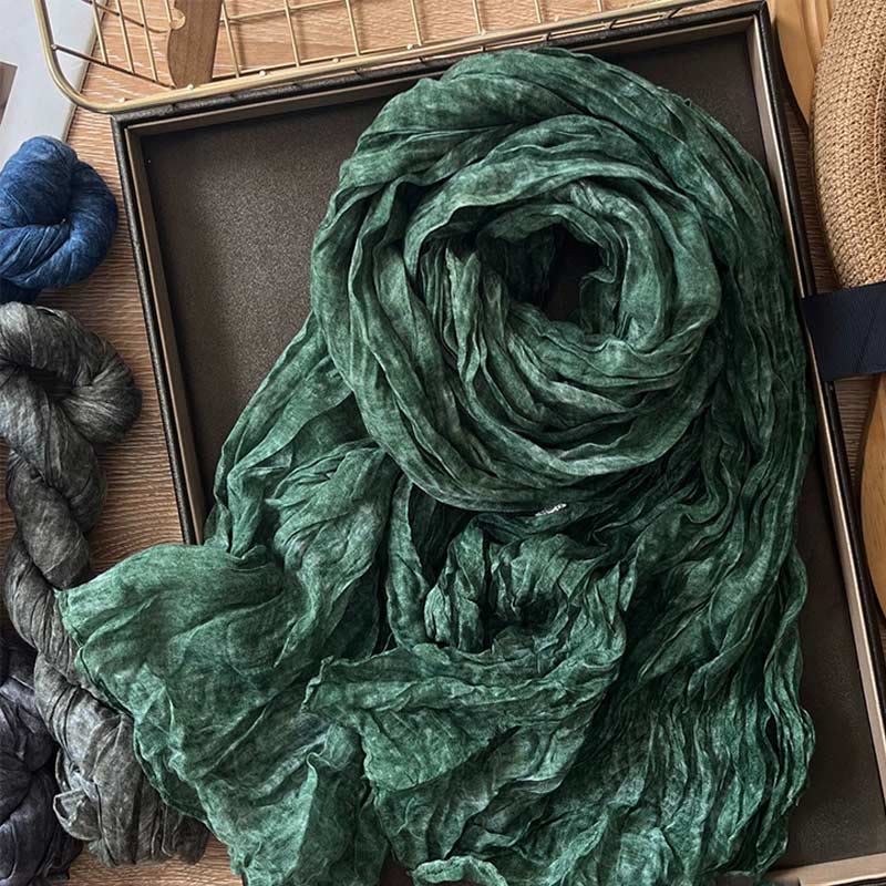 Women's Retro Tie Dye Color Thin Scarf - Image 14