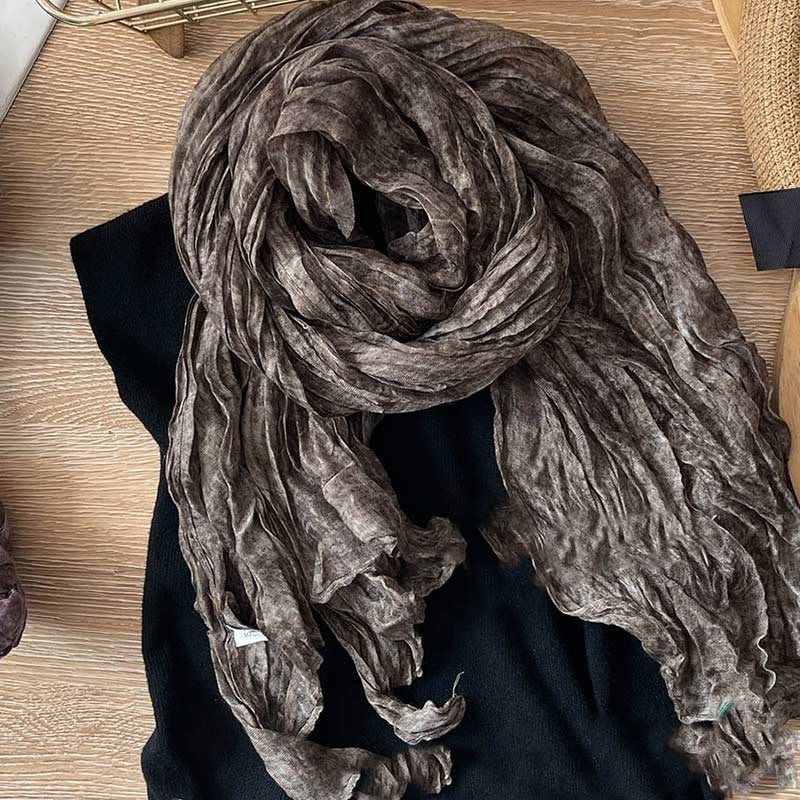 Women's Retro Tie Dye Color Thin Scarf - Image 4
