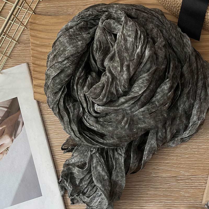 Women's Retro Tie Dye Color Thin Scarf - Image 5