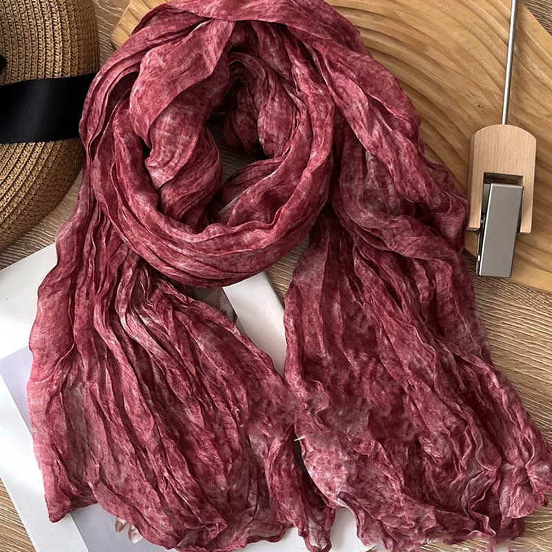 Women's Retro Tie Dye Color Thin Scarf - Image 7
