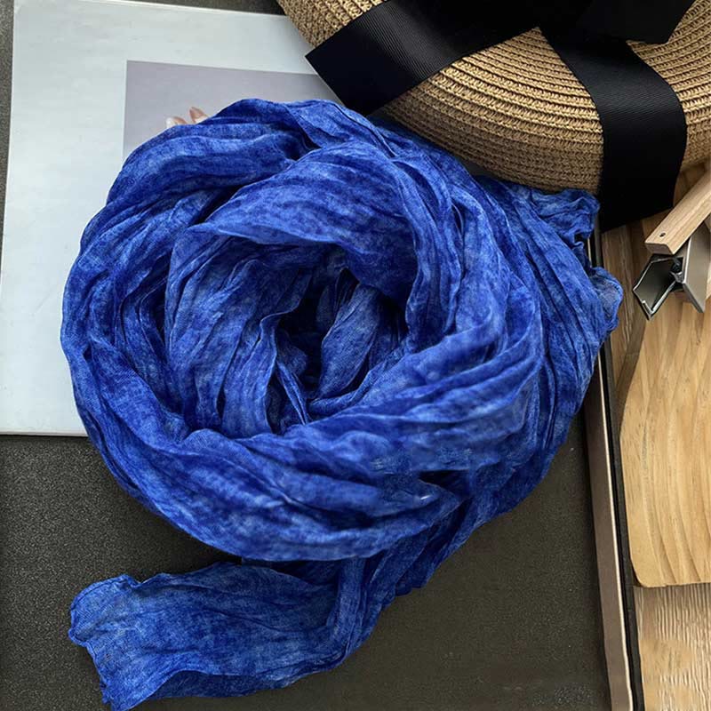 Women's Retro Tie Dye Color Thin Scarf - Image 9