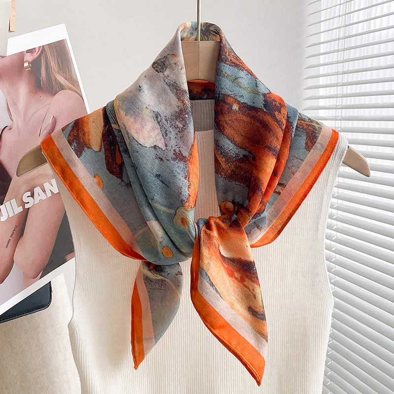 Women's Rich Printed Multi-Style Thin Square Scarf - Image 14
