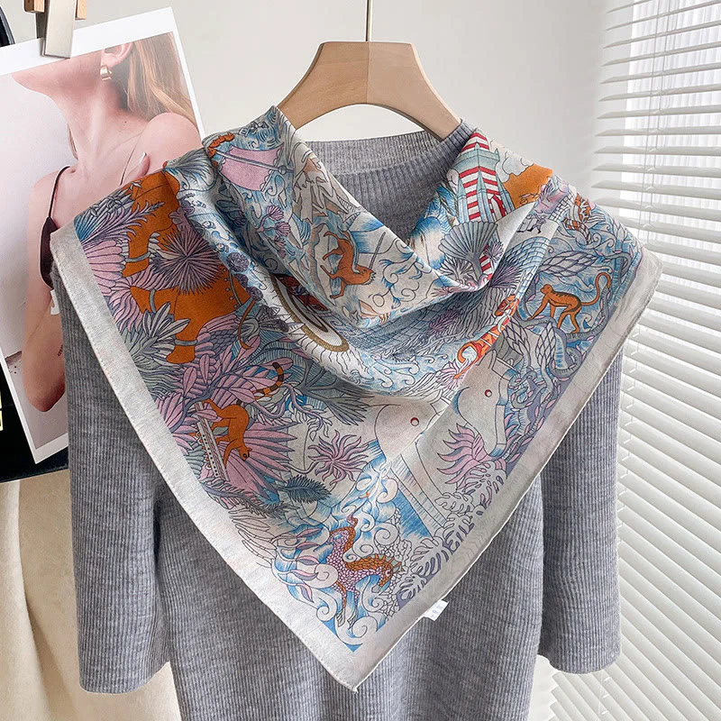Women's Rich Printed Multi-Style Thin Square Scarf - Image 16