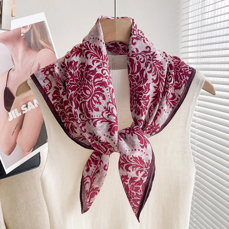 Women's Rich Printed Multi-Style Thin Square Scarf - Image 17