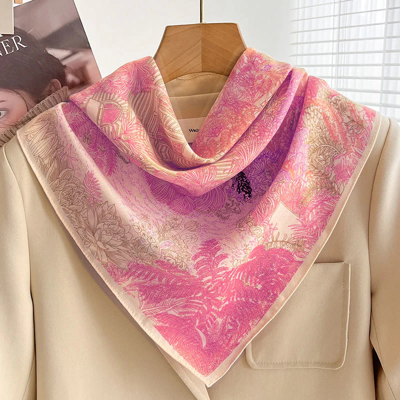 Women's Rich Printed Multi-Style Thin Square Scarf - Image 2