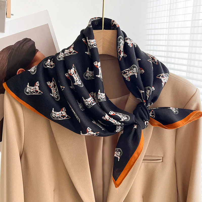 Women's Rich Printed Multi-Style Thin Square Scarf - Image 23