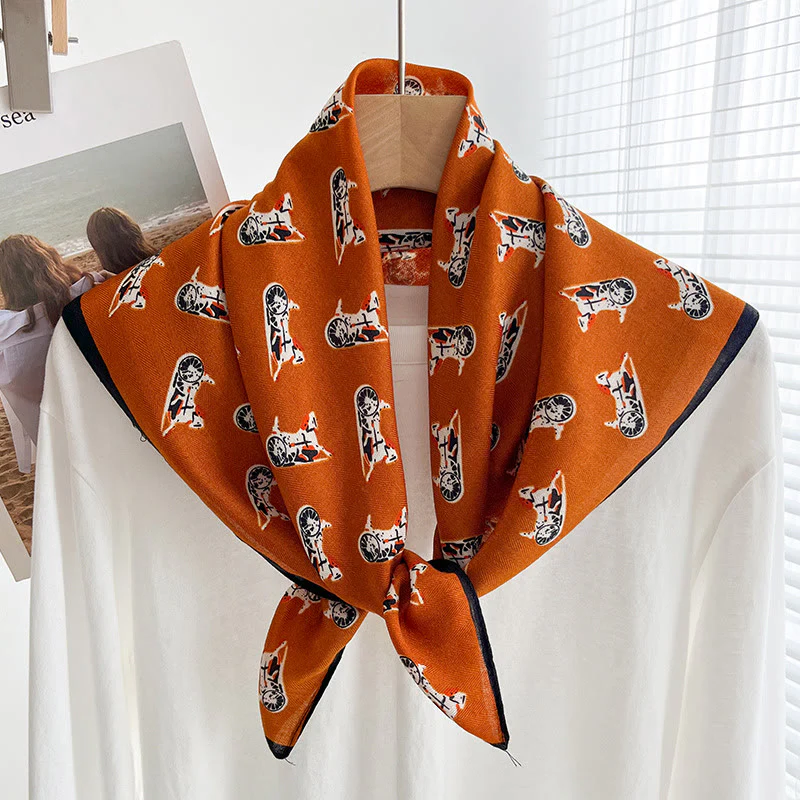 Women's Rich Printed Multi-Style Thin Square Scarf - Image 24