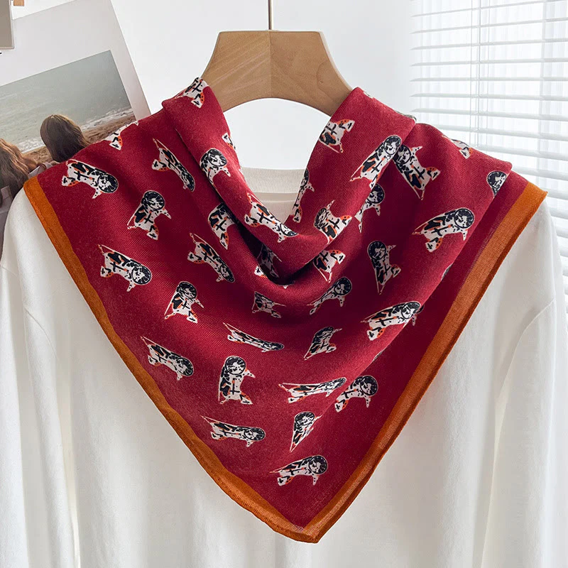 Women's Rich Printed Multi-Style Thin Square Scarf - Image 25