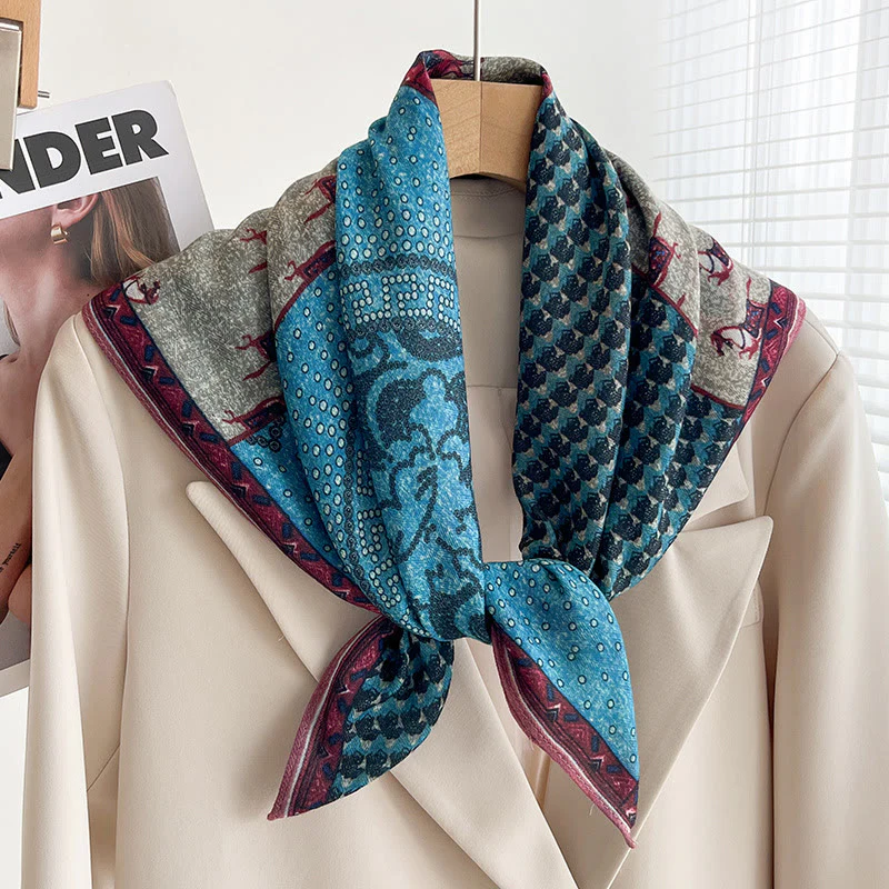 Women's Rich Printed Multi-Style Thin Square Scarf - Image 42