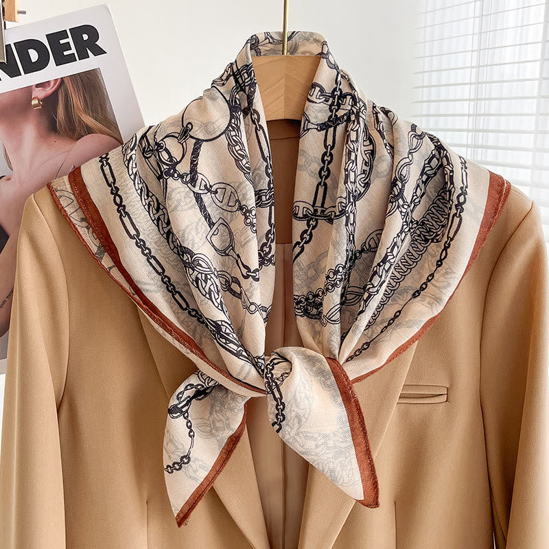 Women's Rich Printed Multi-Style Thin Square Scarf - Image 43
