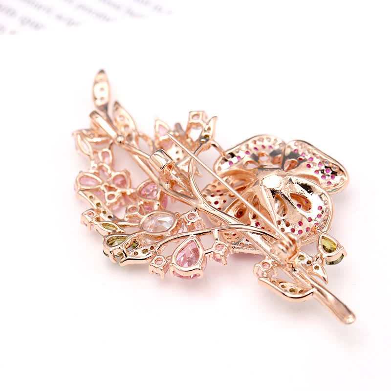 Women's Rose Flower Bouquet Zircon Brooch - Image 3