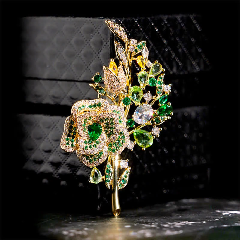 Women's Rose Flower Bouquet Zircon Brooch - Image 4