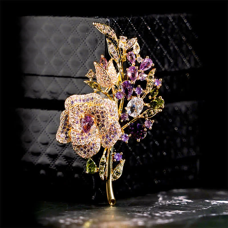 Women's Rose Flower Bouquet Zircon Brooch - Image 6