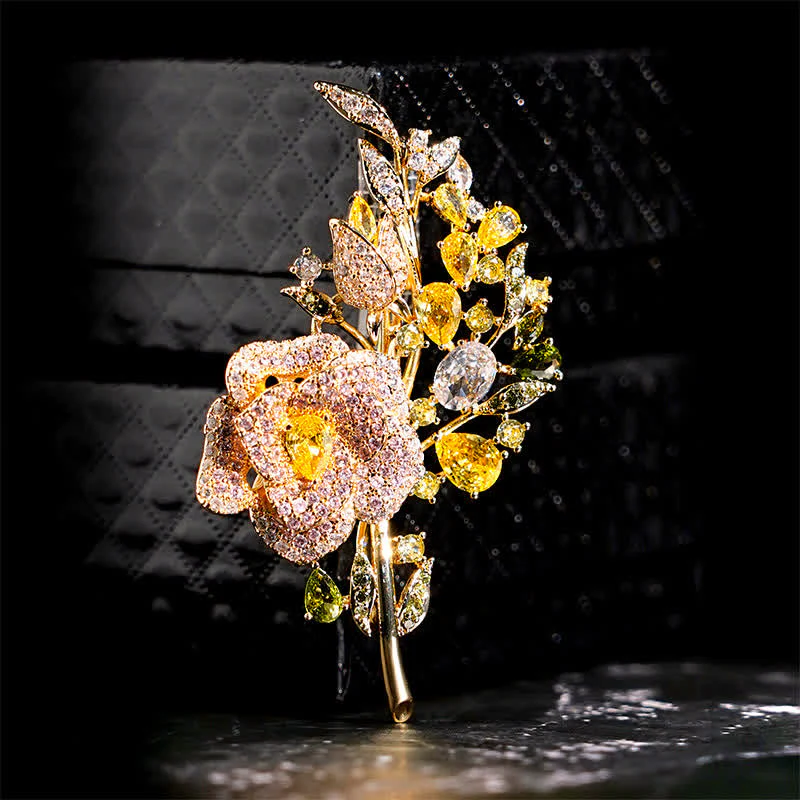 Women's Rose Flower Bouquet Zircon Brooch - Image 7