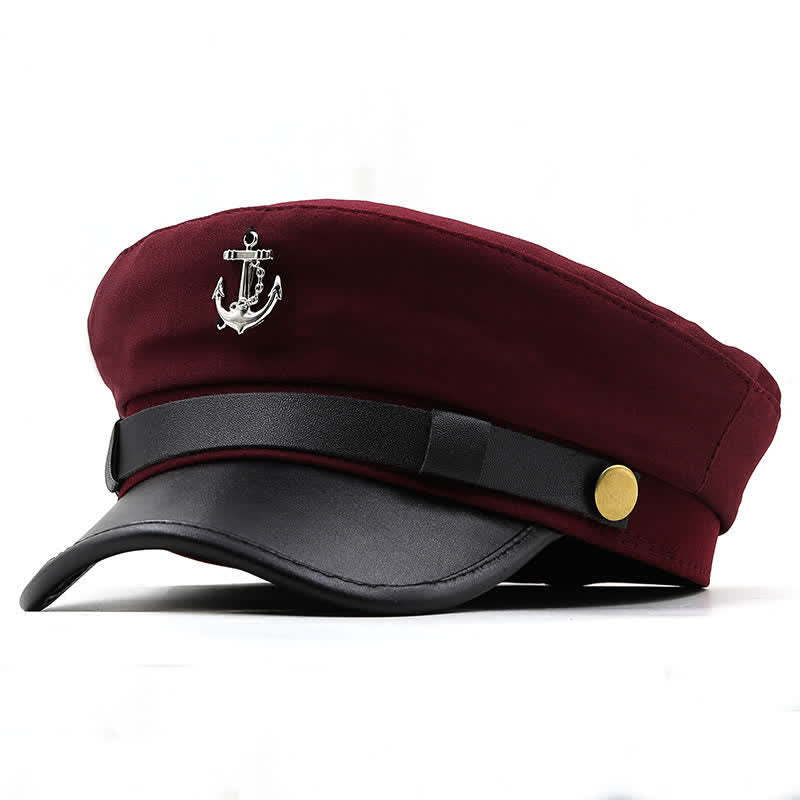 Women's Ship Anchor Navy Cap Flat Top Beret Hat - Image 11