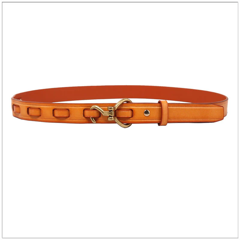 Women's Slim And Elegant Golden Pin Buckle Leahter Belt - Image 10