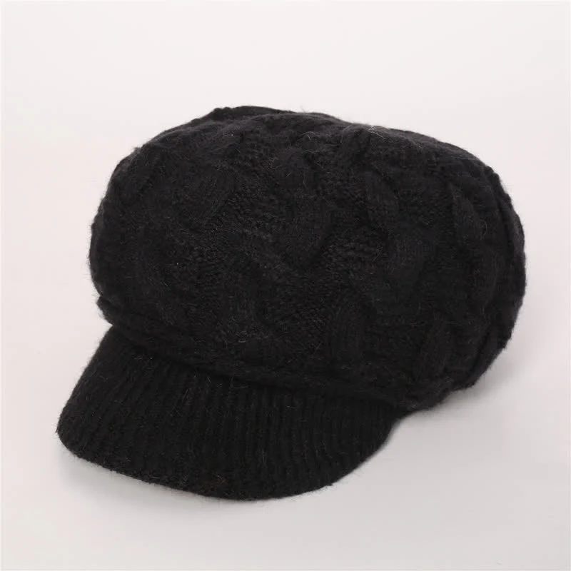 Women's Slouchy Fluffy Lining Visor Beanie Hat - Image 13