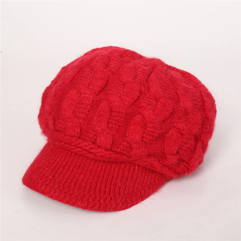 Women's Slouchy Fluffy Lining Visor Beanie Hat - Image 22