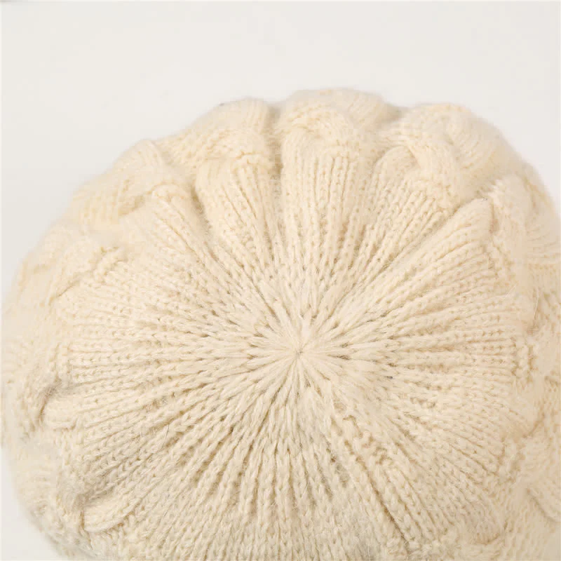 Women's Slouchy Fluffy Lining Visor Beanie Hat - Image 8