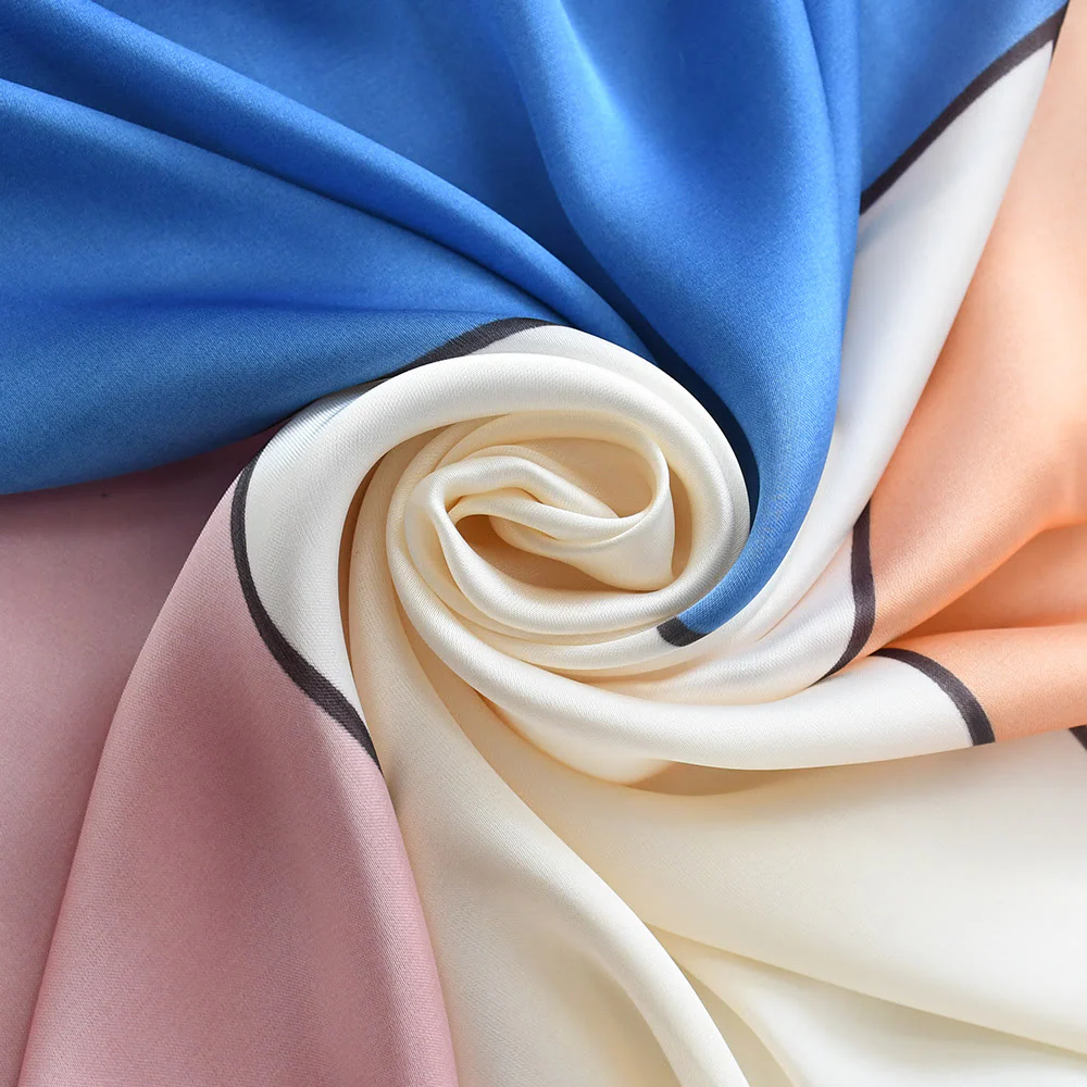 Women's Soft Color-Block Satin Elegant All-Season Square Scarf - Image 4