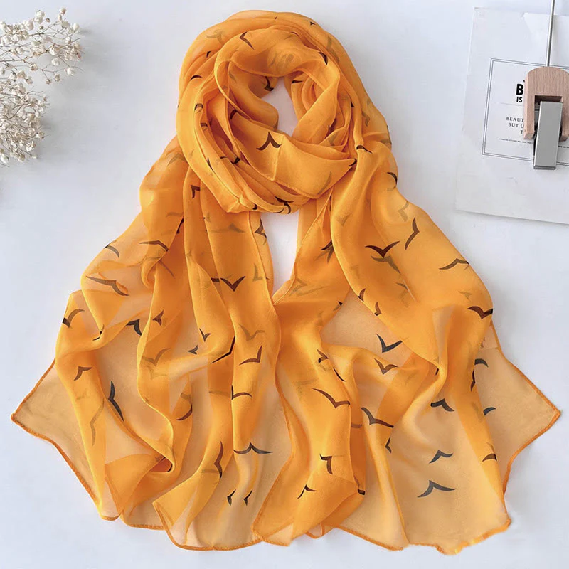 Women's Soft Summer Chiffon Flower Pattern Beach Sunscreen Scarf - Image 15
