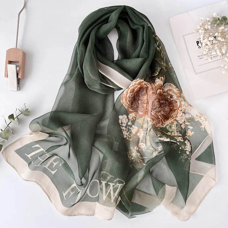 Women's Soft Summer Chiffon Flower Pattern Beach Sunscreen Scarf - Image 21