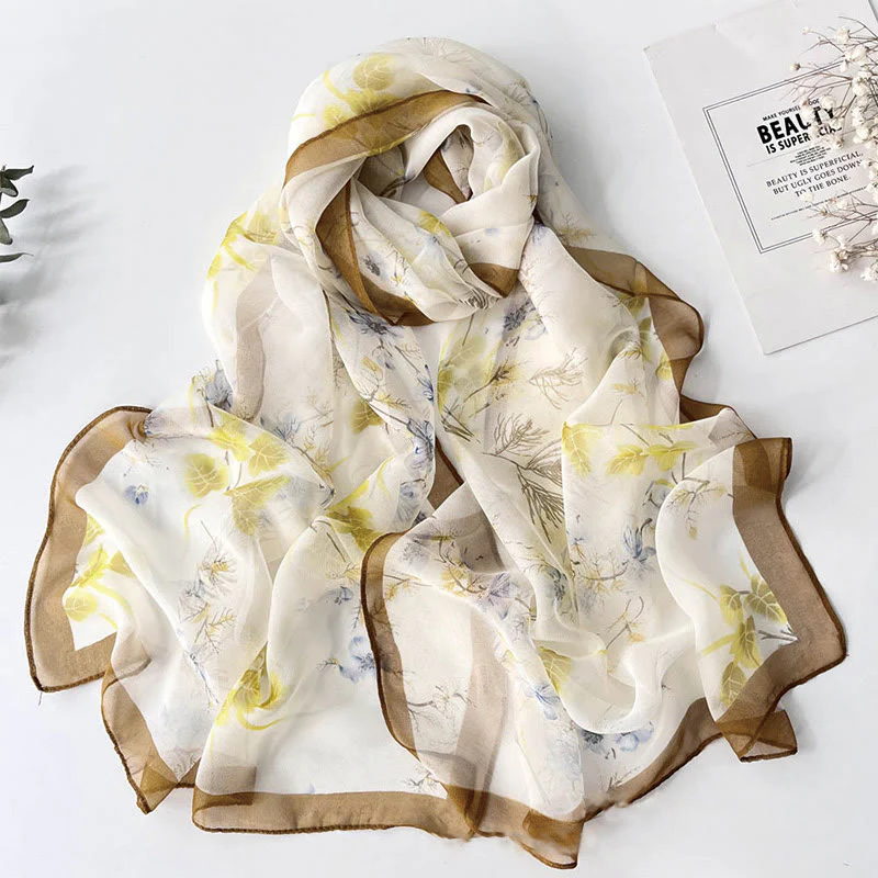 Women's Soft Summer Chiffon Flower Pattern Beach Sunscreen Scarf - Image 24