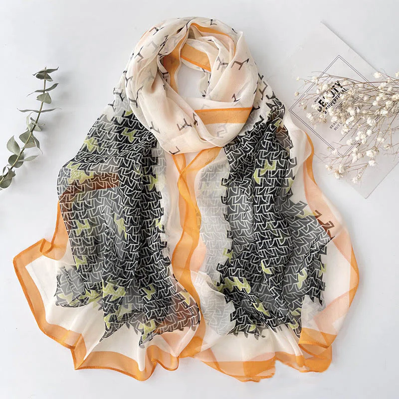 Women's Soft Summer Chiffon Flower Pattern Beach Sunscreen Scarf - Image 29