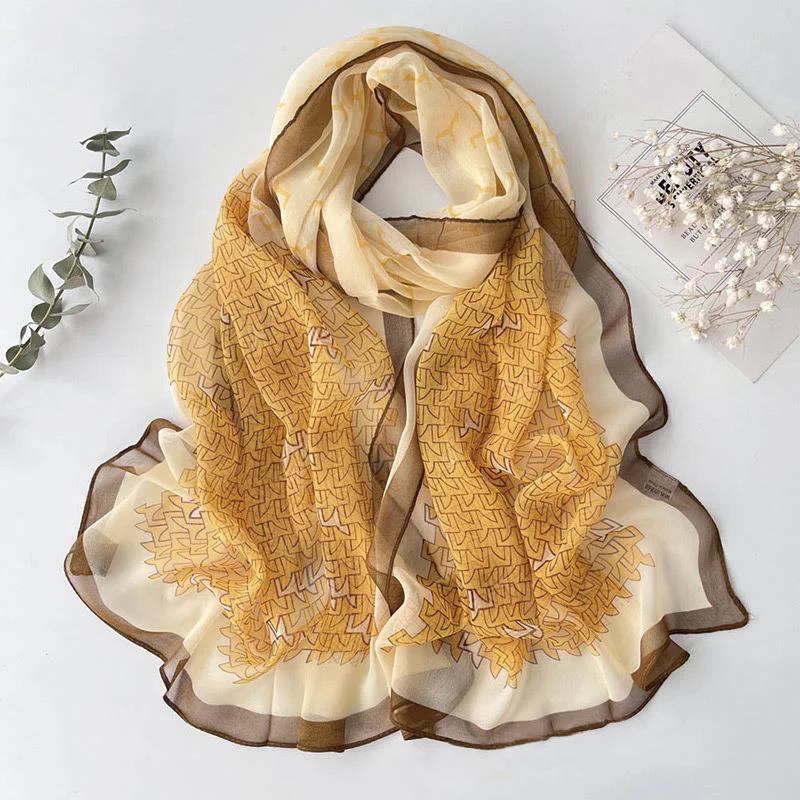 Women's Soft Summer Chiffon Flower Pattern Beach Sunscreen Scarf - Image 30