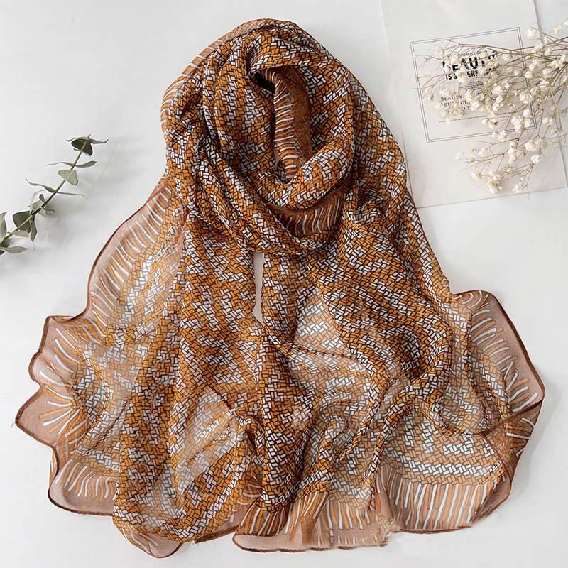 Women's Soft Summer Chiffon Flower Pattern Beach Sunscreen Scarf - Image 32